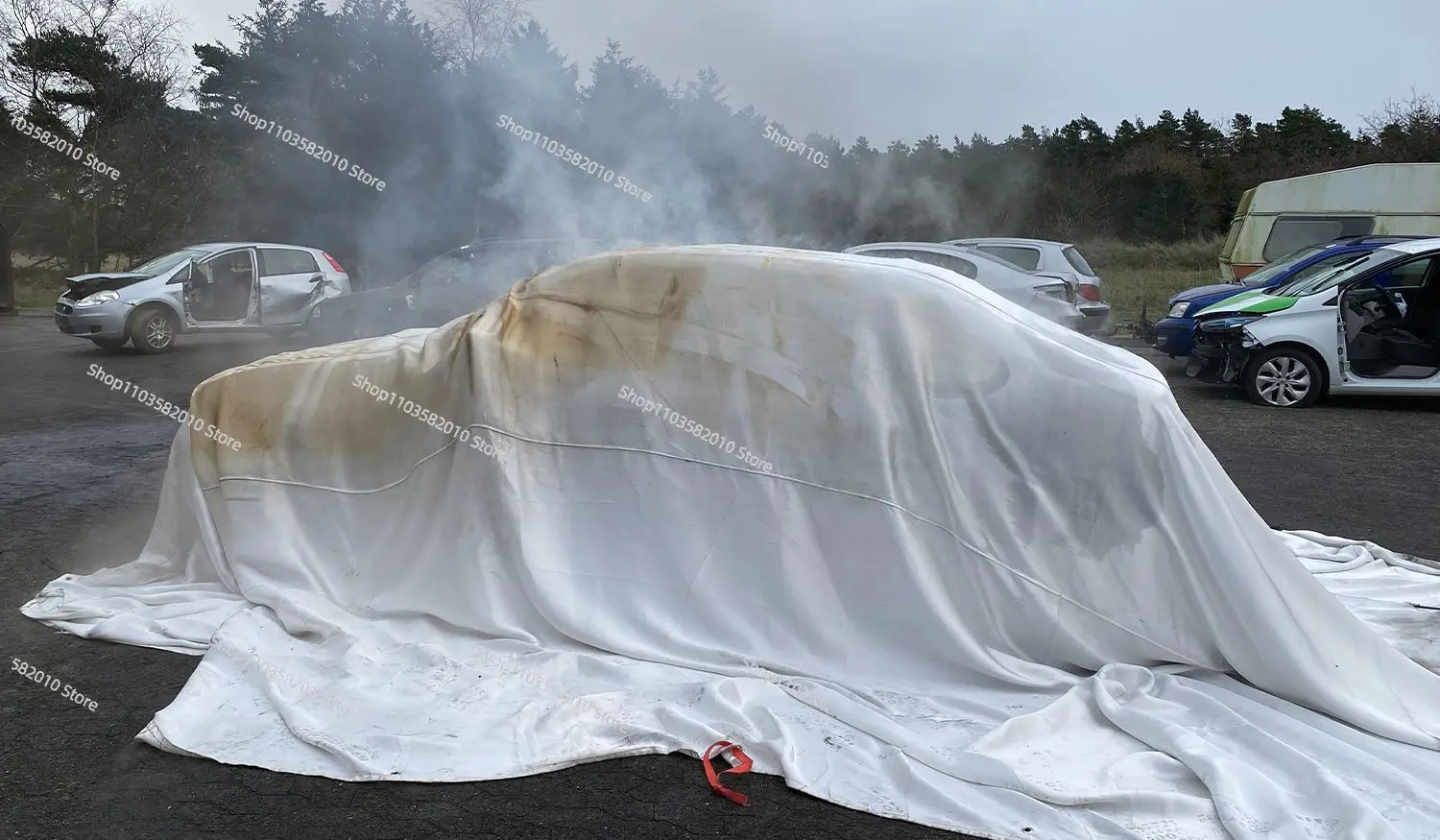 6*9m Silicone Coated Fiberglass Fabric Electric Vehicles Car Fire Blanket Fireproof Heat-resistant High Silica Blanket