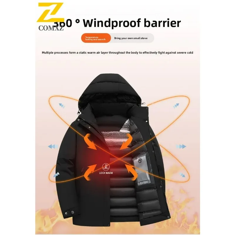 الرجال أسفل سترة 2025 الخريف الشتاء جديد الجرافين والقطن سميكة الدافئة مقنعين سترة معطف في الهواء الطلق عادية سستة سترة قطن #2