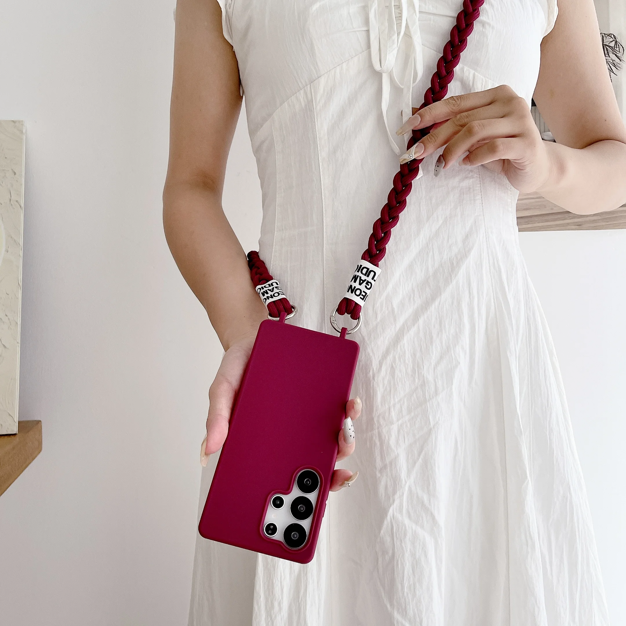 

Braid Crossbody Lanyard Phone Case For Samsung Galaxy A73 A72 A56 A55 A54 A53 A52 A36 A35 A34 A33 A32 4G 5G Candy Color Cover