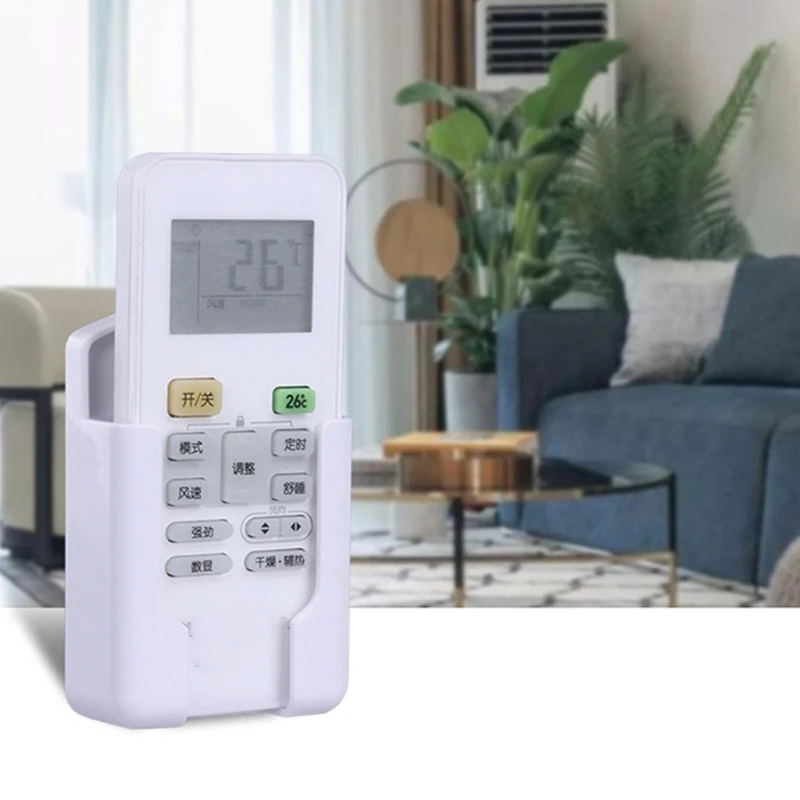 Air Conditioner Remote Control Holder Rack Self Adhesive Media Storage Box Case Wall-Mount Stand Mount Bracket