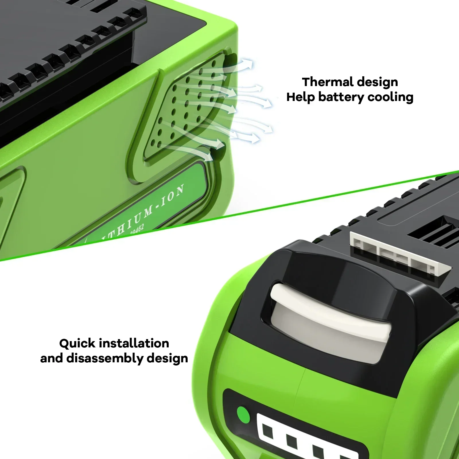 Bateria Recarregável para Greenworks, Ferramentas Elétricas, 29462, 40V, 6000mAh, 29472, 29282