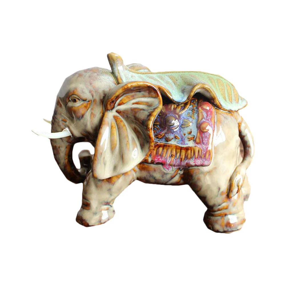 

1Pcs Five Colorful Ceramic Elephant Craft Perfect Mantelpiece Shelves Decor Smooth Texture Amiability Porcelain Collection