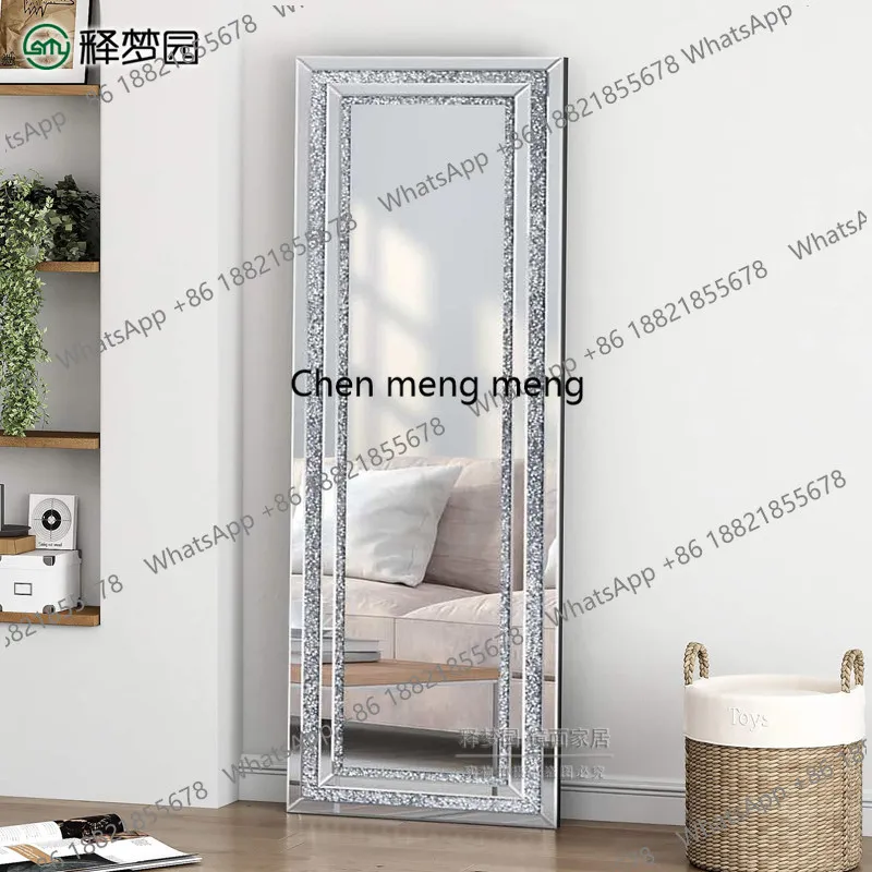 

Full-length mirror Floor-to-ceiling mirror European high-end light luxury fitting mirror Bedroom living room wall hanging