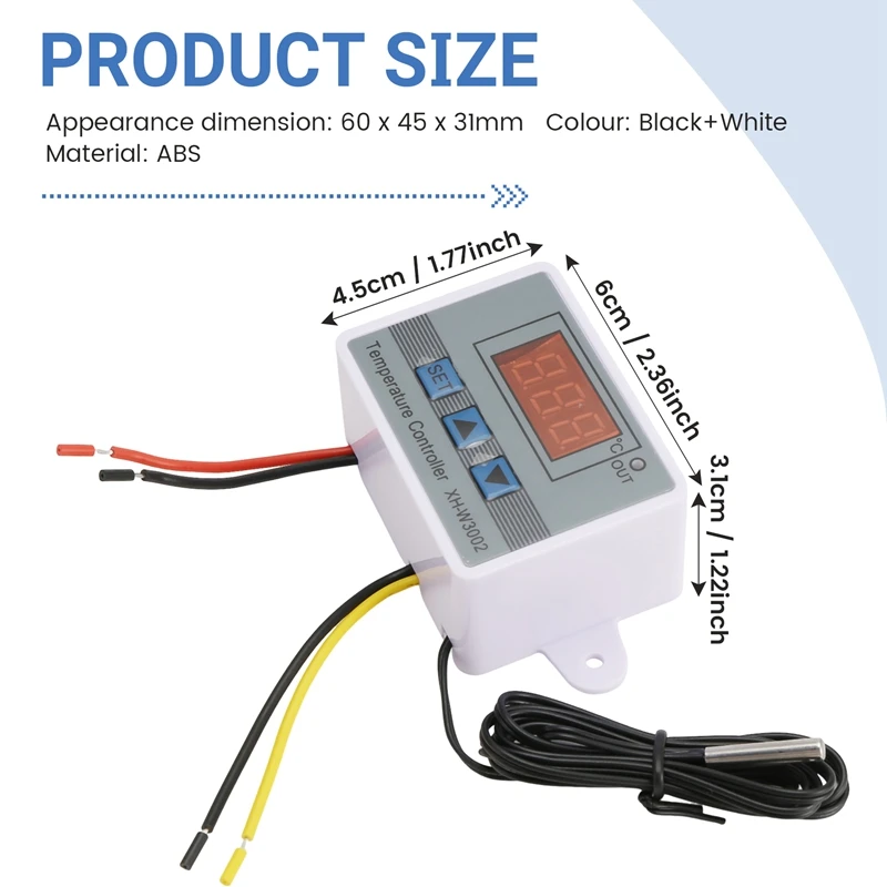 Thermostat numérique de micro-ordinateur ABDE-XH-W3002, avec sonde, interrupteur de commande de Thermostat de température froide et de chaleur