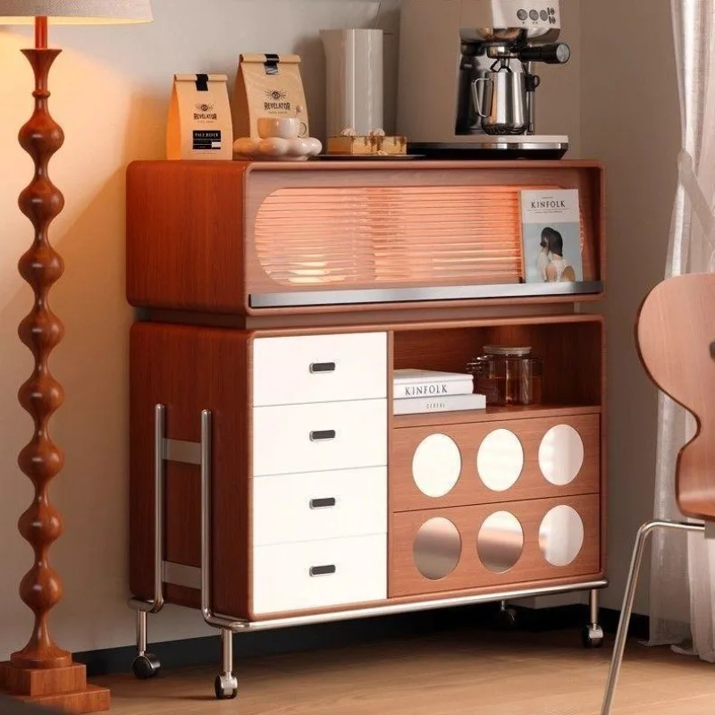 Vintage Style Solid Wood Multi Functional Bar Cabinet Entryway Console Storage Sideboard for Small Apartments