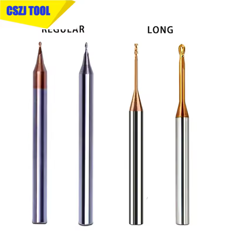Fresa a candela in microcarburo CSZJ 2xD per lavorazione a coste, CNC, a collo lungo, diametro ridotto 0.2 0.3 0.4 0.5 0.6 0.7 0.8 0.9mm Mini