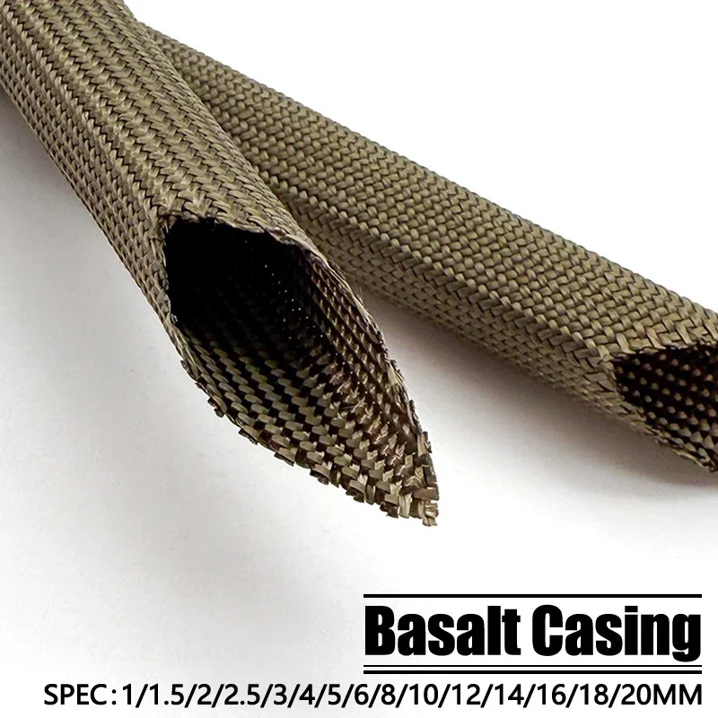 Basalt Fiber Braided Hose ID1~20mm Fiberglass Sleeve Alkali-Free Heat Resistant Insulation Cable Wire Protection Flexible Tube