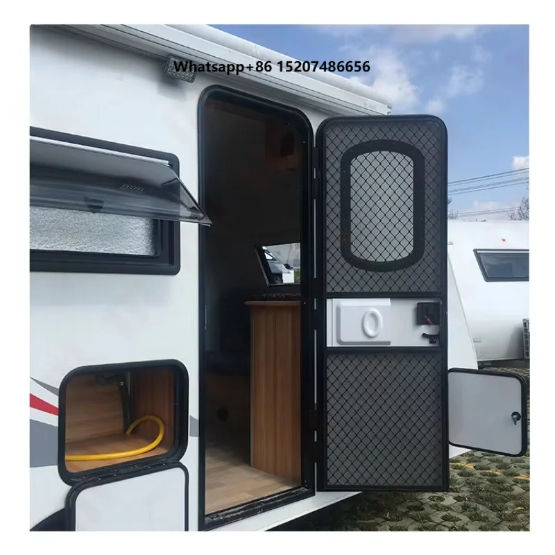 Entry Door with Integrated Mesh Screen Vent Window, Lockable Aluminum Camper for Travel Trailer