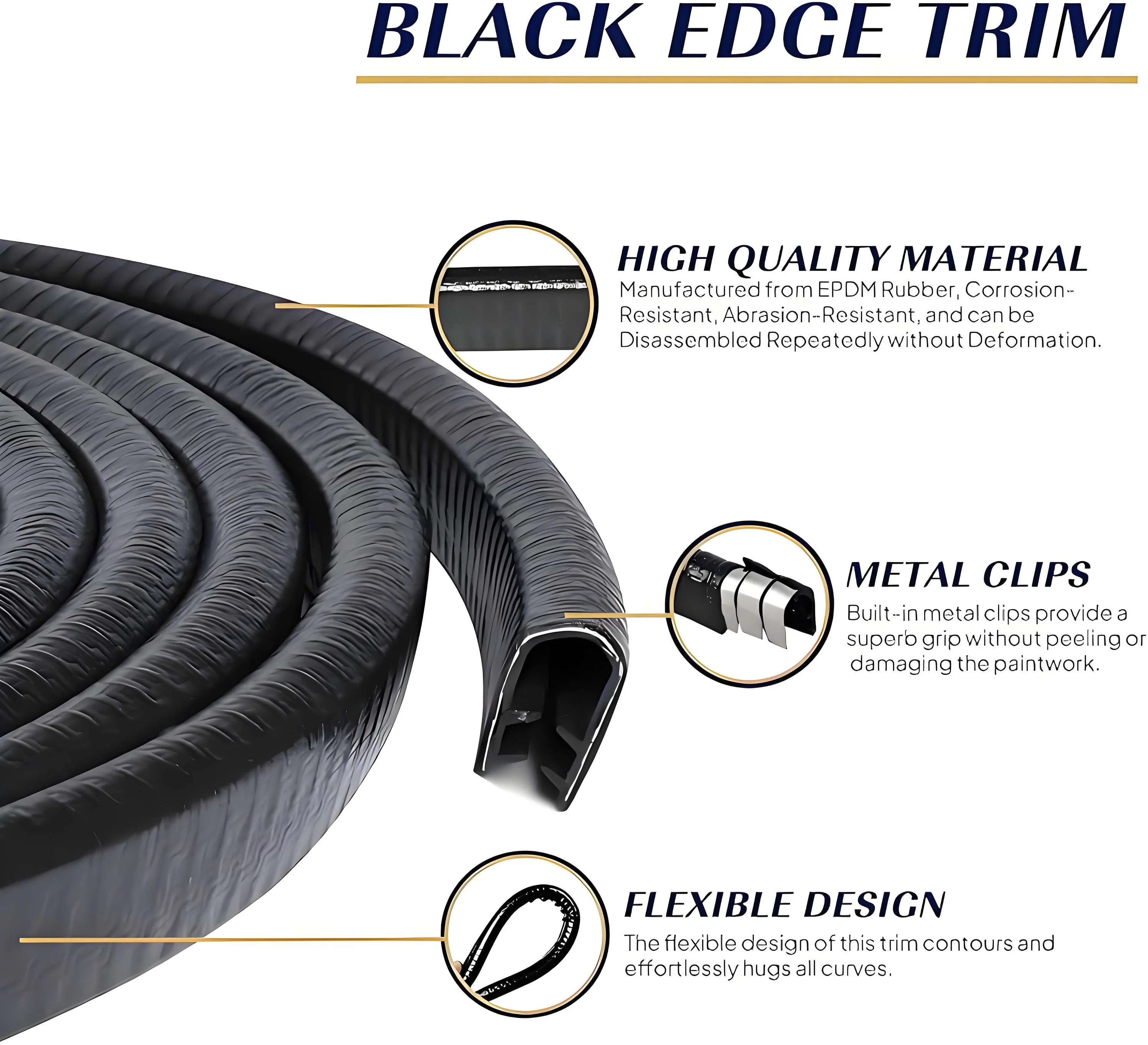 U-shaped edge sealing strip; provides edge impact protection and UV resistance.