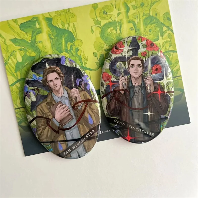 TV SPN Supernatural Sam Dean Cosplay Badge Brooch Lapel Pins Figure Bag Backpack Clothing Jewelry Halloween Accessories Prop
