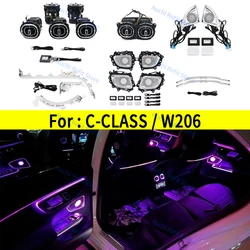 64 Colors Ambient Lighting For Mercedes-Benz W206 C-class 4D Rotating Tweeter Speaker Cover Car Active Ambient Saddle Light Part