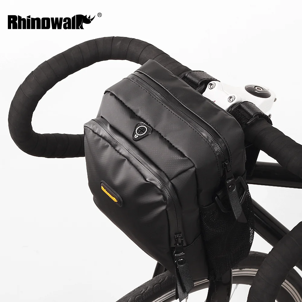 RHINOWALK 4L Bicycle Handlebar Bag Full Waterproof Folding Bike Front Bag Electric Bike Cycling Bag Panniers with Rain Cover