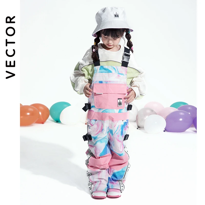 

VECTOR Boys and Girls Ski Pants Straight Overalls Jumpsuit Skiing Bib Waterproof Winter Warm Windproof Outdoor Sports Snowboard