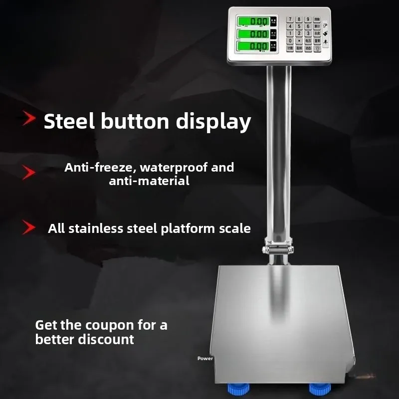 All Stainless Steel Electronic Scale Waterproof Commercial 100kg 150KG 300kg Platform Scale Pricing
