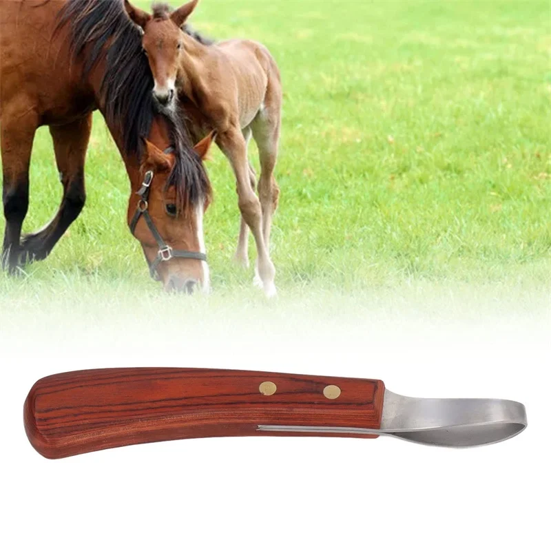 Hoof Knife Double-edged Hoof Trimming Knife With Wooden Handle Non-slip Horseshoe Tool Oval Hoof Scissors Horse Grooming