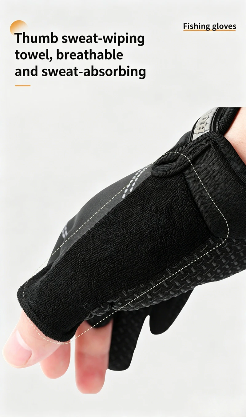1 Paar Angelhandschuhe mit Sonnenschutz, 3 Freie Finger, Rutschfest, Atmungsaktiv, Geeignet für Outdoor-Sport, Radfahren, Angeln – Detail 3