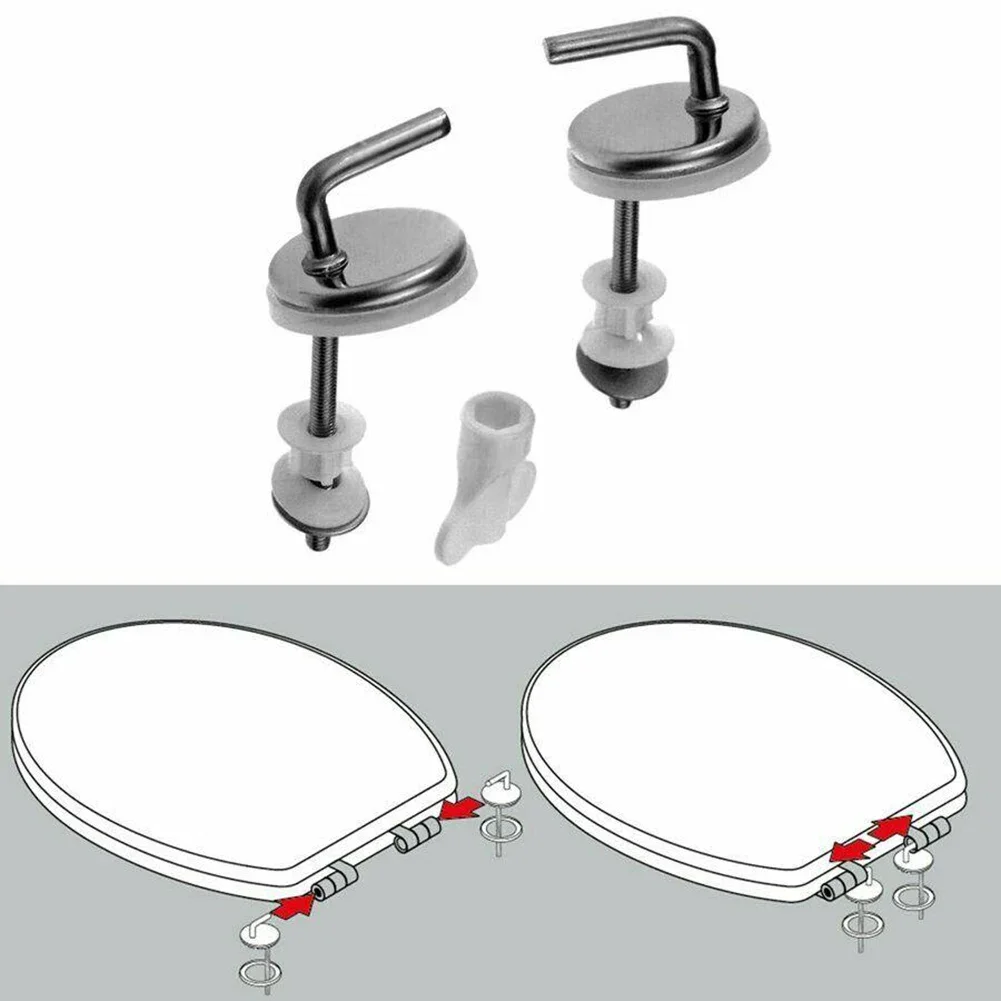 2Pcs Toilet Cover Hinges Toilet Seat Fix Fitting Stainless Steel Back To Wall Replacement Hinges Home Bathroom Toilet Seats
