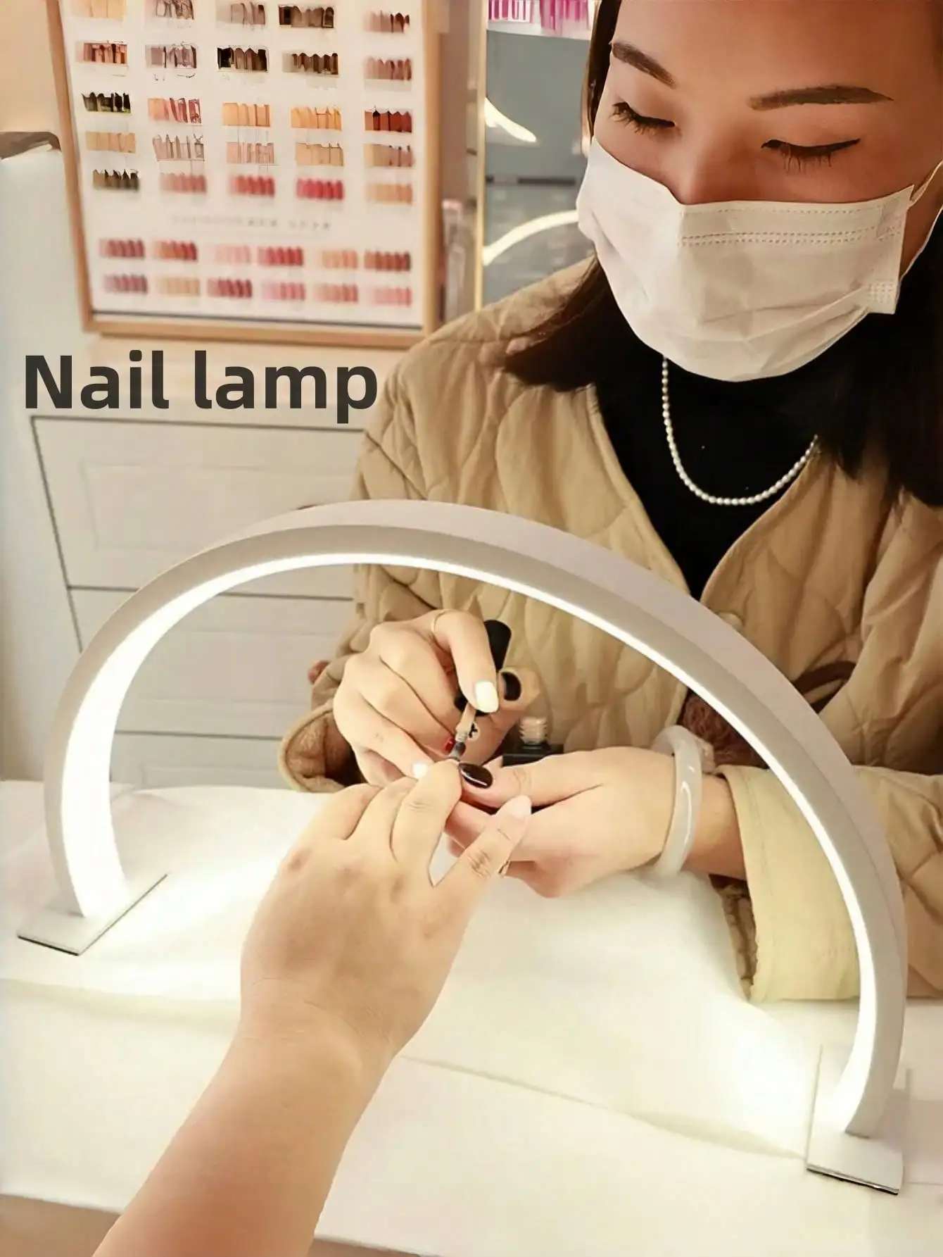 

Crescent Metal LED Desk Lamp: USB 3-Color Dimmable, Portable for Manicure, Lash & Tattoo Work