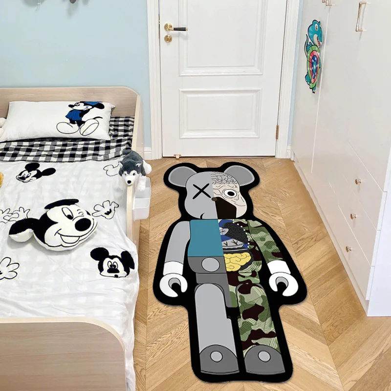 Cute Animals Carpet for Bedroom Non-slip Fashion Floor New Cartoon Bear Thin Mat Irregular Bedside Living Room Decorative Mat