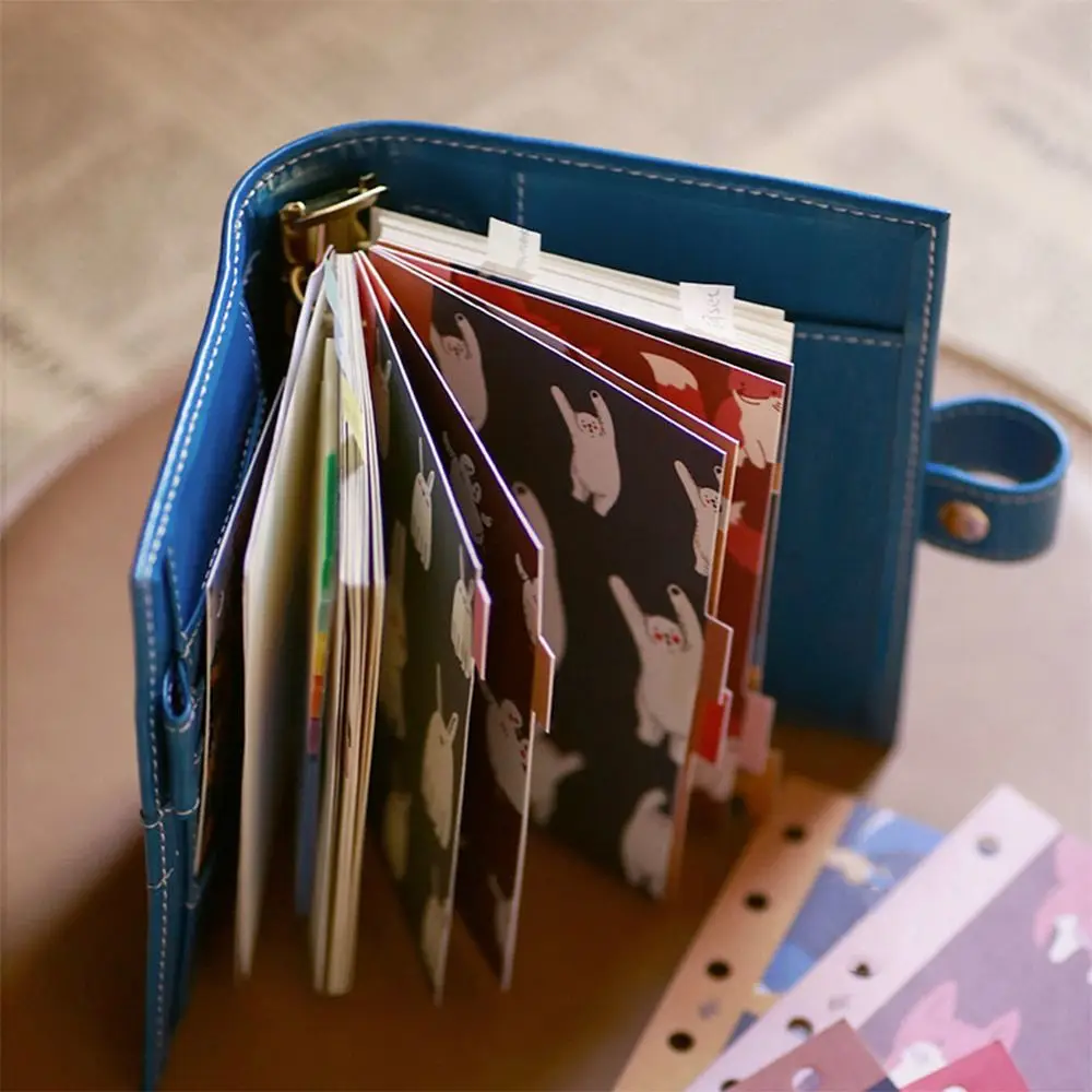 6 قطعة A5/A6/A7 فهرس صفحات الكرتون الحيوان 6 ثقوب الصفحة الداخلية تصنيف مخطط دوامة دفتر فواصل أوراق فضفاضة