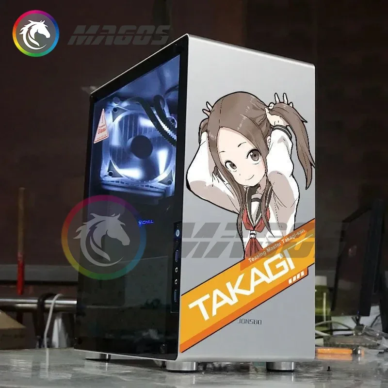 DIY PC Case Anime Stickers for ATX Mid PC Case Cartoon Computer Decorative Decal Waterproof Removable 35X20CM