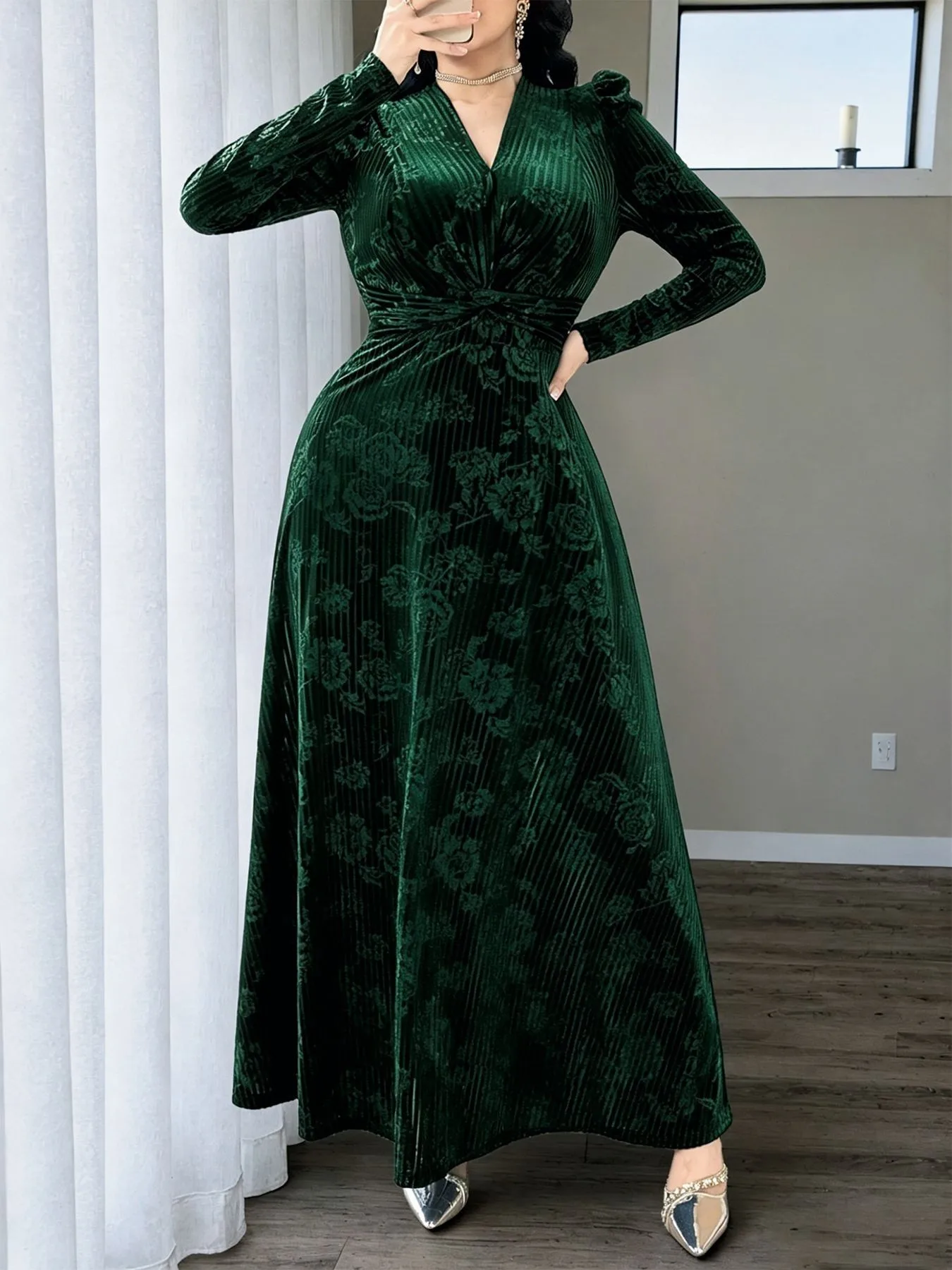 Long Sleeve Side Zipper Gown Elegant with Side Zip Pleated Dress Professional Chic Office Summer Pleated Dress for Women