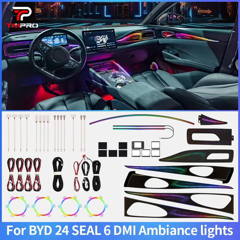 

TMPRO 64 Colors LED Safety assistance systems Ambient Lighting For 2024+ BYD Seal 06 DMI Automotive Interior Decoration