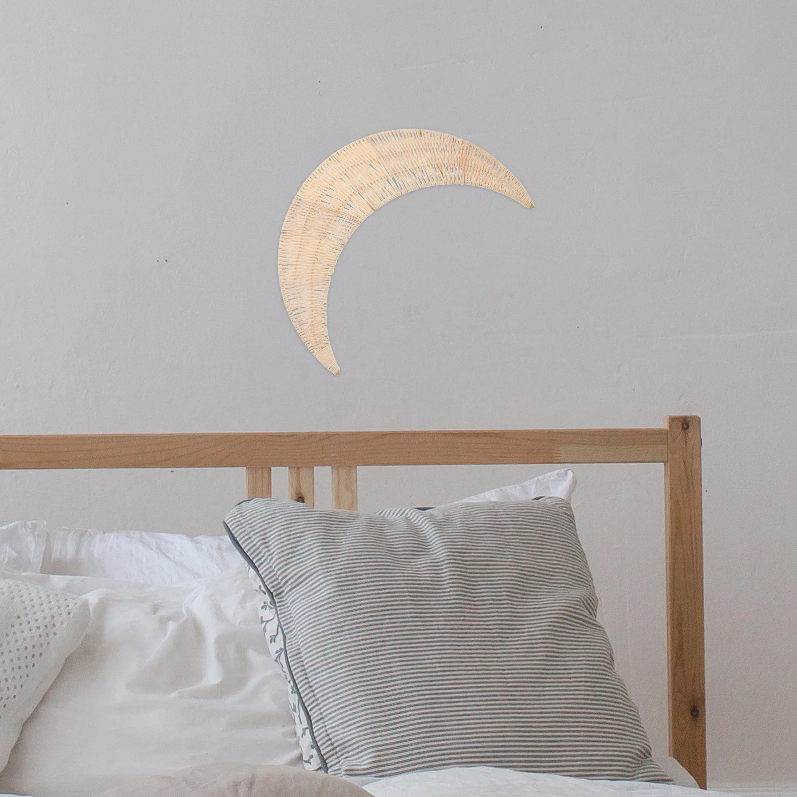 

Handwoven Rattan Moon Wall Decoration Nordic Boho Rustic Nursery Wall Art Handmade Wicker Moon Ornament Natural Rattan Hanging