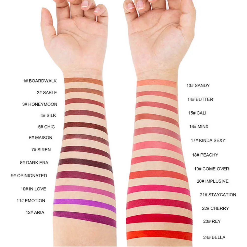 ลิปสติกเนื้อแมทท์ 24 สี ผลิตภายใต้แบรนด์ส่วนตัว รับทำโลโก้ สีทอง ติดทนนาน กันน้ำ ไม่หลุดลอก ขายส่ง