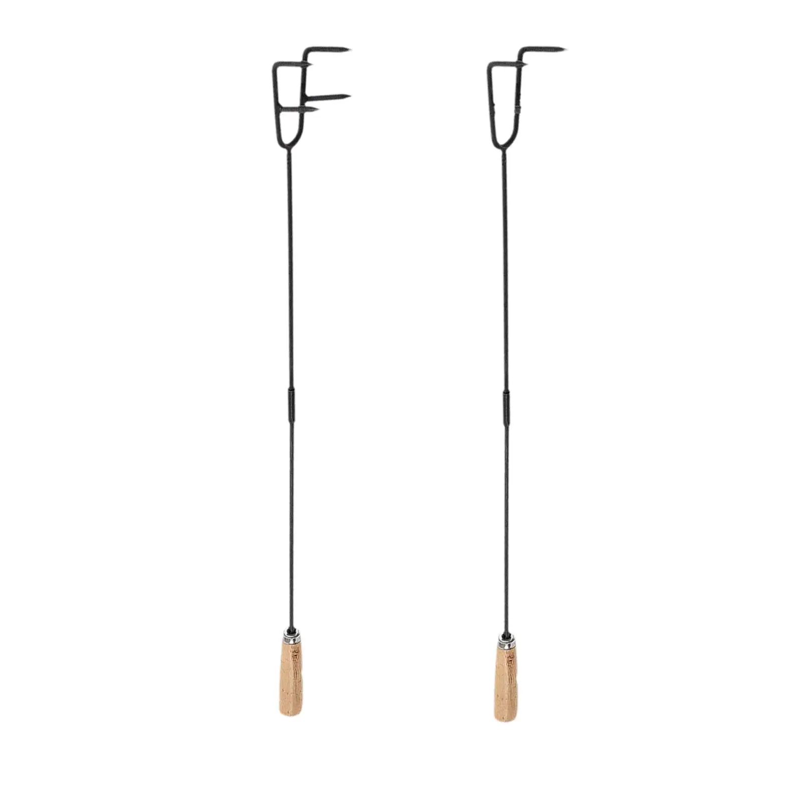 Outdoor Wrought Iron Fire Hook Fireplace Stick Anti Rust Campfire Tool for Camping Stove Equipment