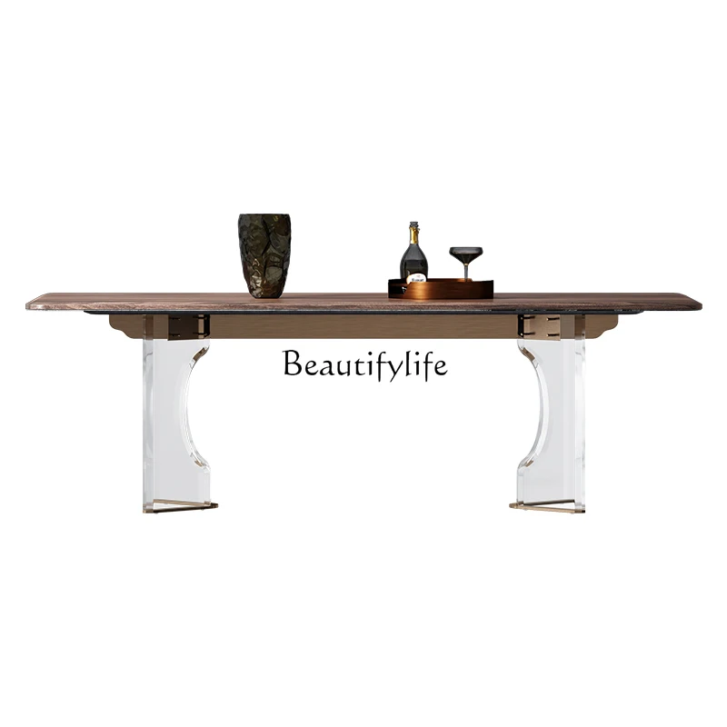 

Italian Style Solid Wood Dining Table Rectangular Walnut Suspended Dining Table