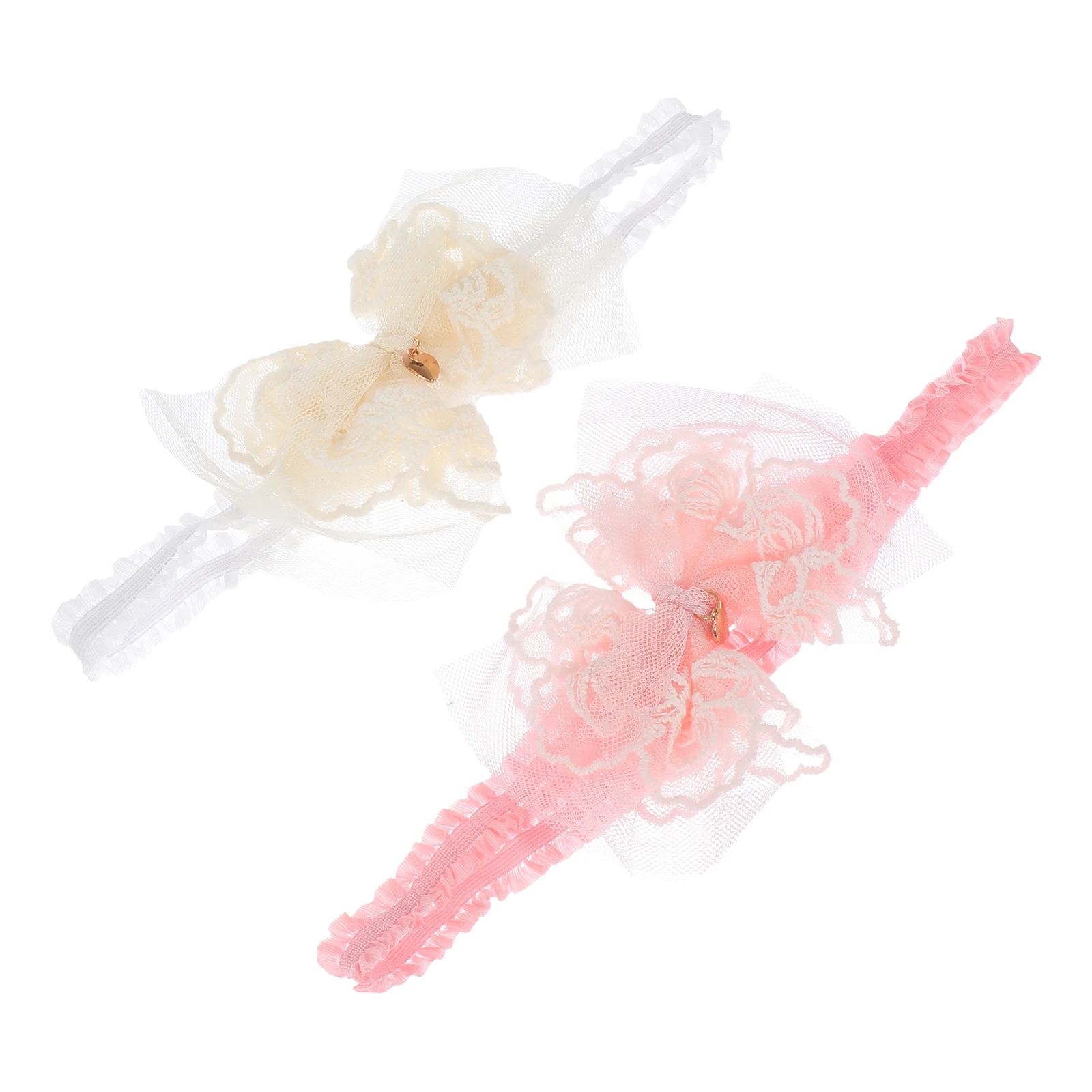 

2pcs Bow Headband Girls Hair Ties Baby Lace Bows Kids Accessories Newborn Photography Christmas Birthday Party