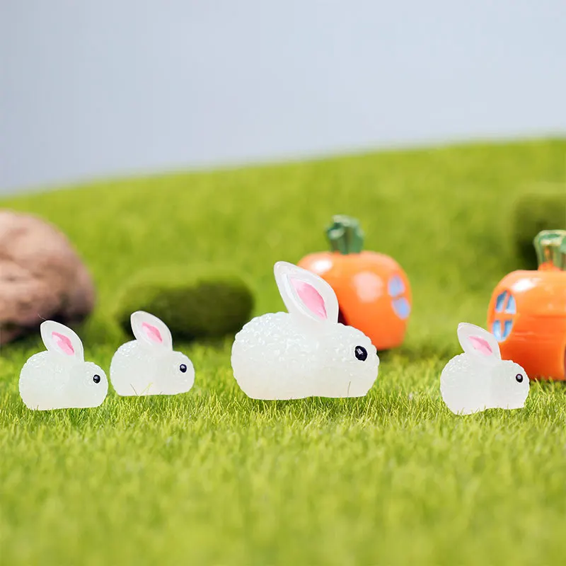 Glow in the Dark Toys Miniature Rabbit Glowing Figurines Garden Fairy Decoration Luminous Cute Micro Landscape DIY Accessories