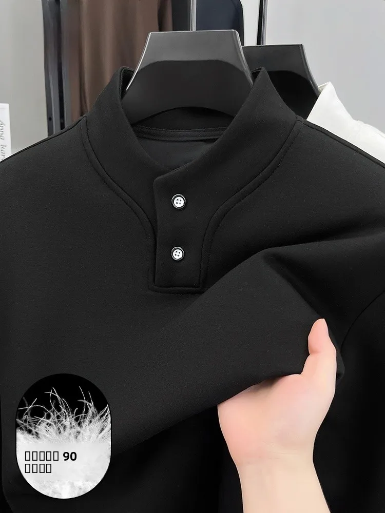 

Мужская утепленная толстовка с круглым вырезом и длинными рукавами, на флисовой подкладке, зимняя теплая термокофта, повседневная, из полиэфирного волокна