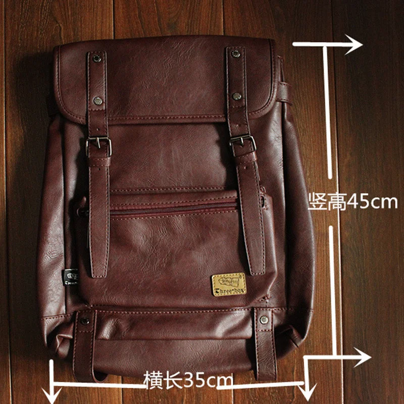 Mochila de viagem vintage couro PU multifunções, sacos escolares de grande capacidade para adolescentes, saco de laptop masculino, novo