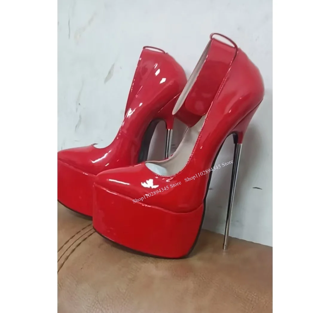 أحمر مشبك منصة جلدية مضخات رقيقة عالية الكعب أشار تو موضة مثير كول 2025 الصيف أحذية امرأة كبيرة الحجم Zapatillas Mujer