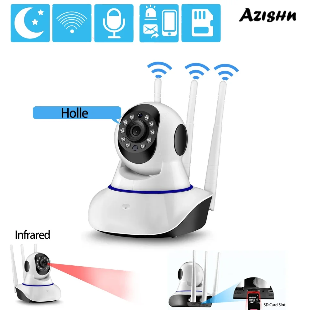 AZISHN Indoor Baby Mini Body Auto Tracking Wifi 1080P Câmera