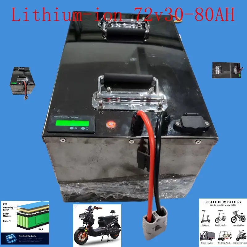 

72V 30AH 40Ah 50AH 60AH 70AH 80Ah Lithium -Liion battery with BMS for motorcycle electric car pedal energy golf cart
