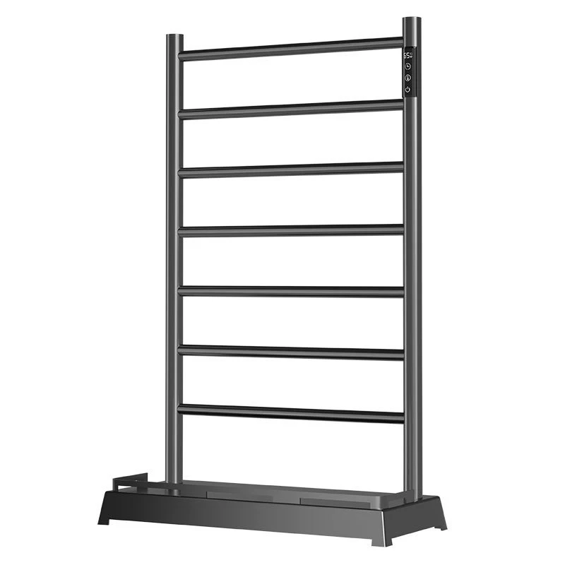 Black smart carbon fiber constant temperature timing heating electric towel rack floor-to-ceiling creative rack