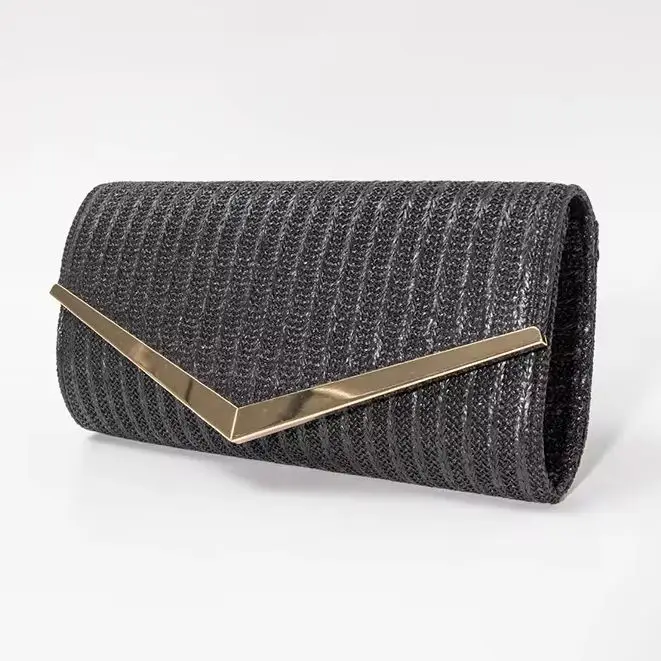 Glamorous Woven Evening Clutch Sleek Semi-Circular Shape Embellished with Exquisite Texture Golden V-Shaped Accent XA13HH