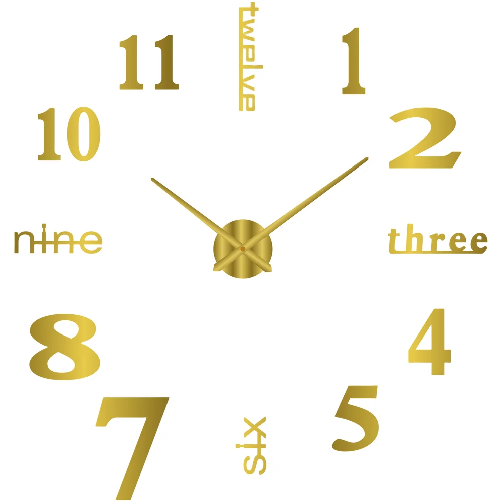 Modern for frameless 3D Wall Clock for Acrylic Use Silent Non-Ticking Mechanism 60 90cm Diameter for Living Room Decor