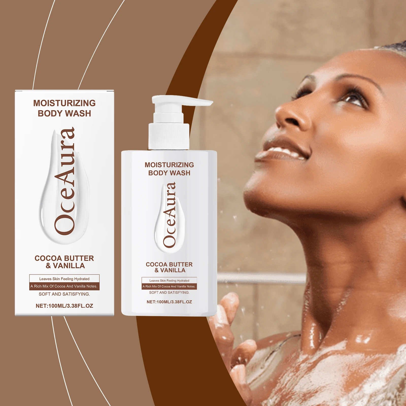 코코아 버터 & 바닐라 모이스춰라이징 바디 워시 - 건성 피부를 위한 울트라 하이드레이팅 샤워 젤, 천연 오일이 함유된 영양 포뮬러