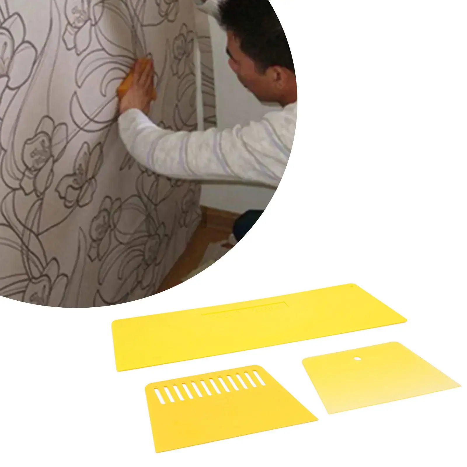 3 Pieces Auto Body Filler Spreaders Flexible Edge Plastic Putty Scraper Yellow Color for Glass Tile Multifunctional Sturdy