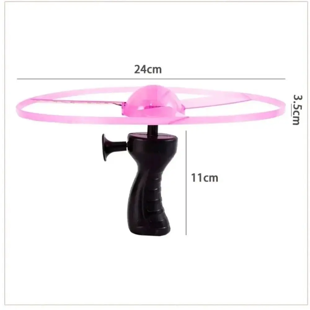 Funny Sports Pull String Flying Hand-push Spinning Flyer Rotating Flying LED Light Propeller Outdoor Game