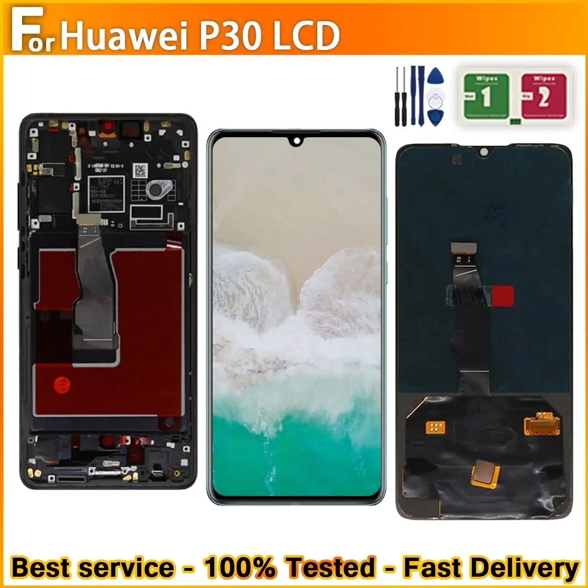 Pantalla OLED de 6,1 pulgadas para Huawei P30 ELE-L29 ELE-L09 ELE-AL00 ELE-TL00, conjunto de digitalizador de pantalla táctil LCD, repuesto de LCD 100% probado