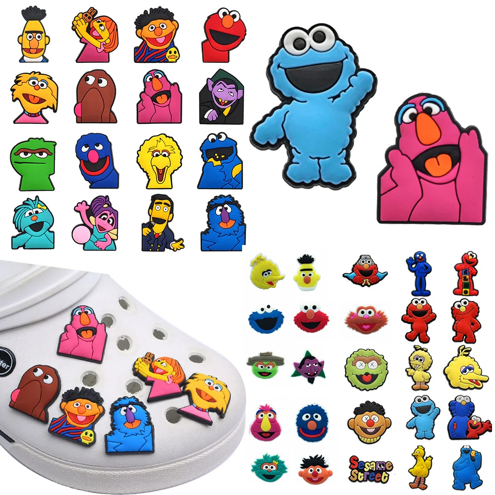 Oferta caliente: 16-100 piezas de accesorios de PVC para zapatos con diseño de pájaro amarillo de dibujos animados, serie Monste, desmontables, impermeables, regalos para fiestas.