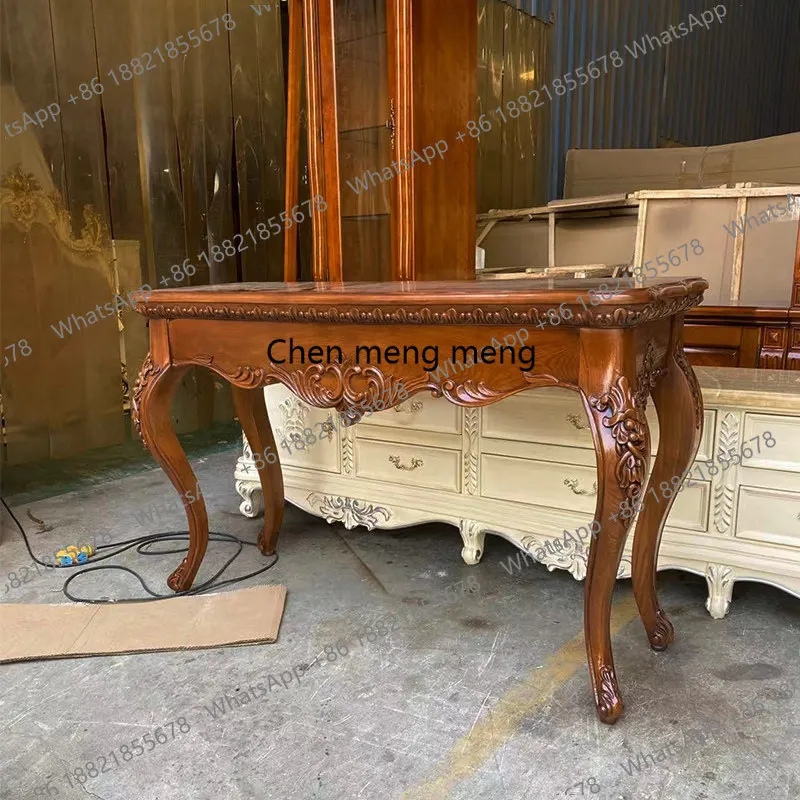 European-style entrance table engraved disassembly and assembly entrance table Semicircular all-solid wood sofa back few