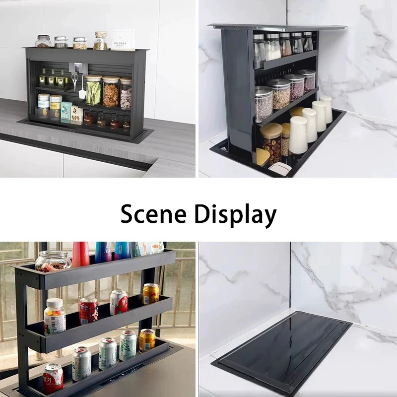 Electric Motorized Lift Pull-Out Basket for Kitchen Cabinets Vertical Lift Mechanism for Island Renovation Smart Storage Basket