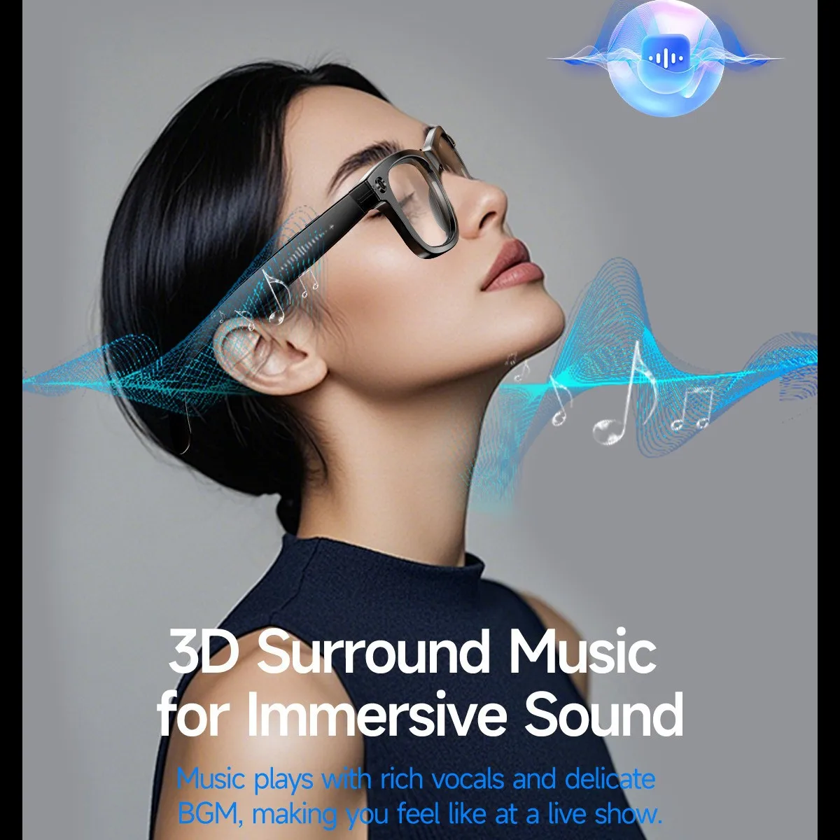 

AI smart glasses with real-time translation, high-definition photography, video recording, recording, Bluetooth calling function