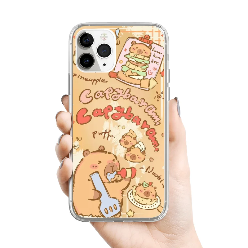 

Capybara Milky Tea Phone Case For iPhone 15 11 12 14 13 Pro Max Mini XS Max XR SE 7 8 Plus Kawaii Animal Food Mobile Phone Cover